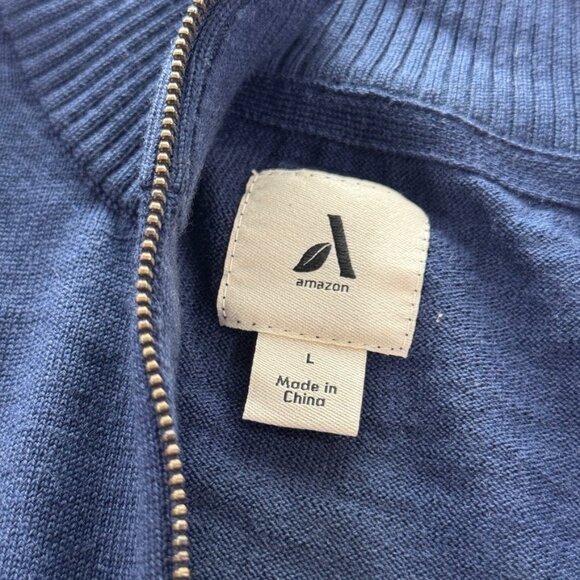 Amazon Aware Men's L Blue Merino Wool Crewneck Pullover Sweater - Picture 7 of 10